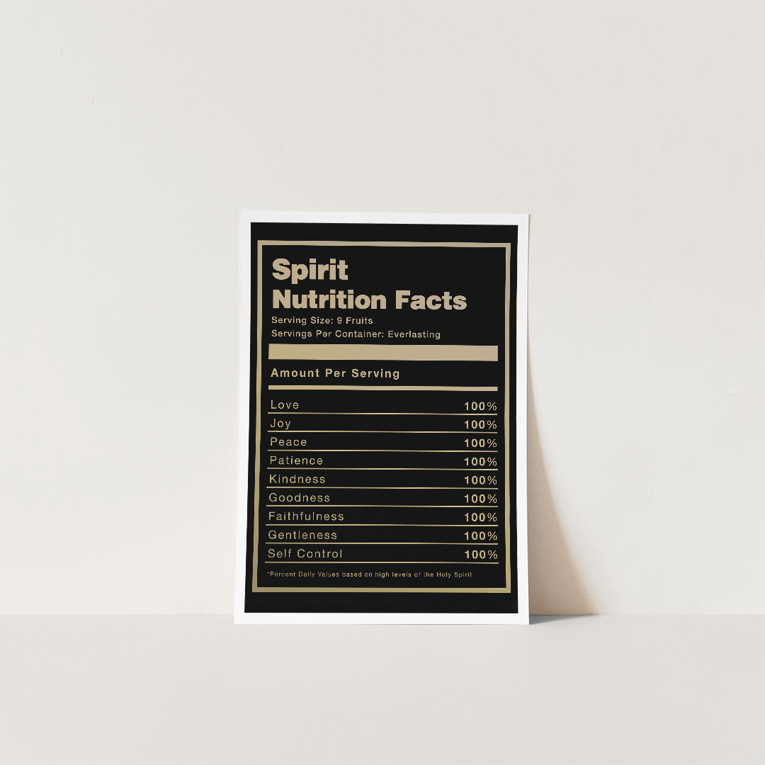 Spirit Nutrition Facts Black Print