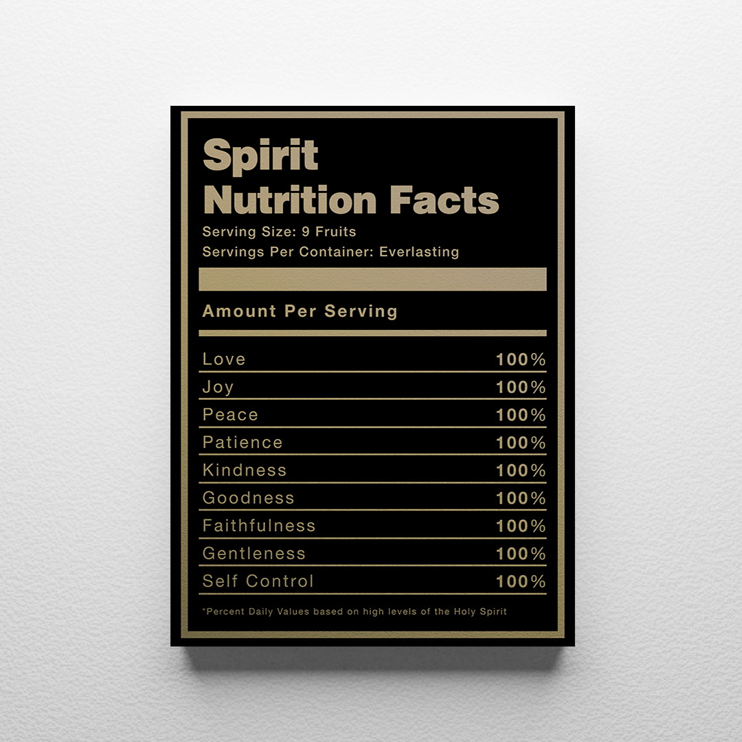 Spirit Nutrition Facts Black Canvas